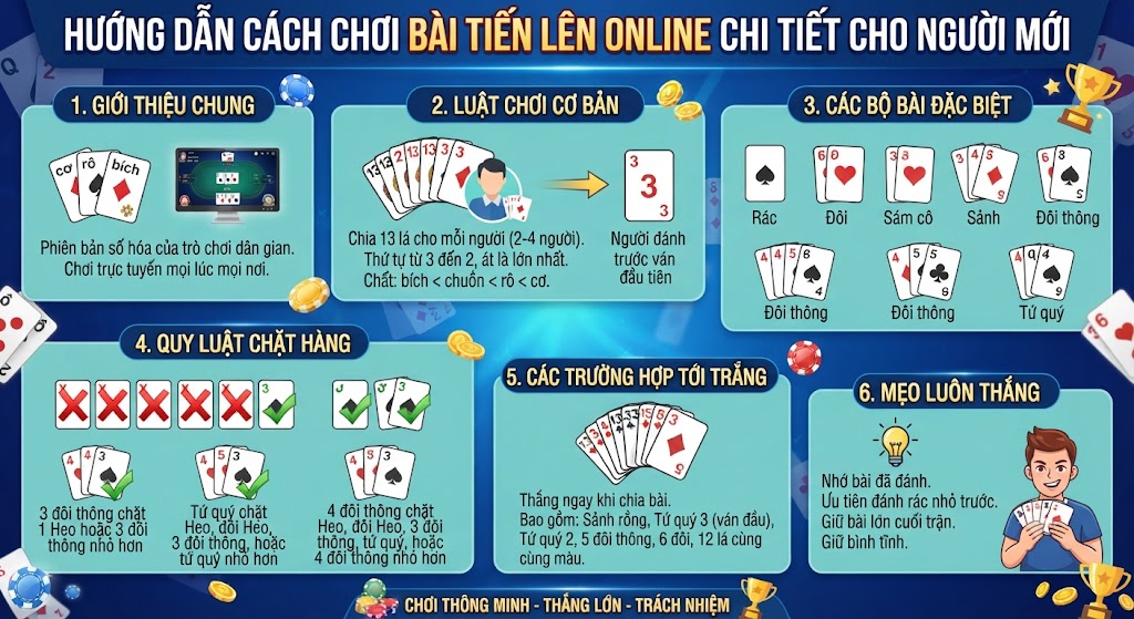 cách chơi bài tiến lên online